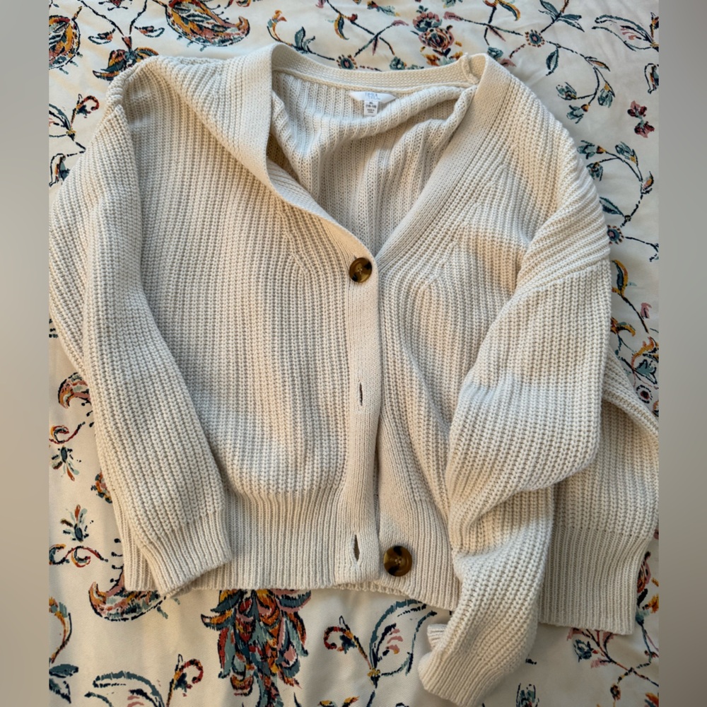 Women's Cream Button-Up Sweater